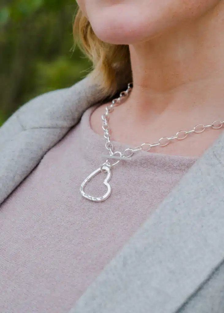 Big Love T-Bar Necklace, open heart design