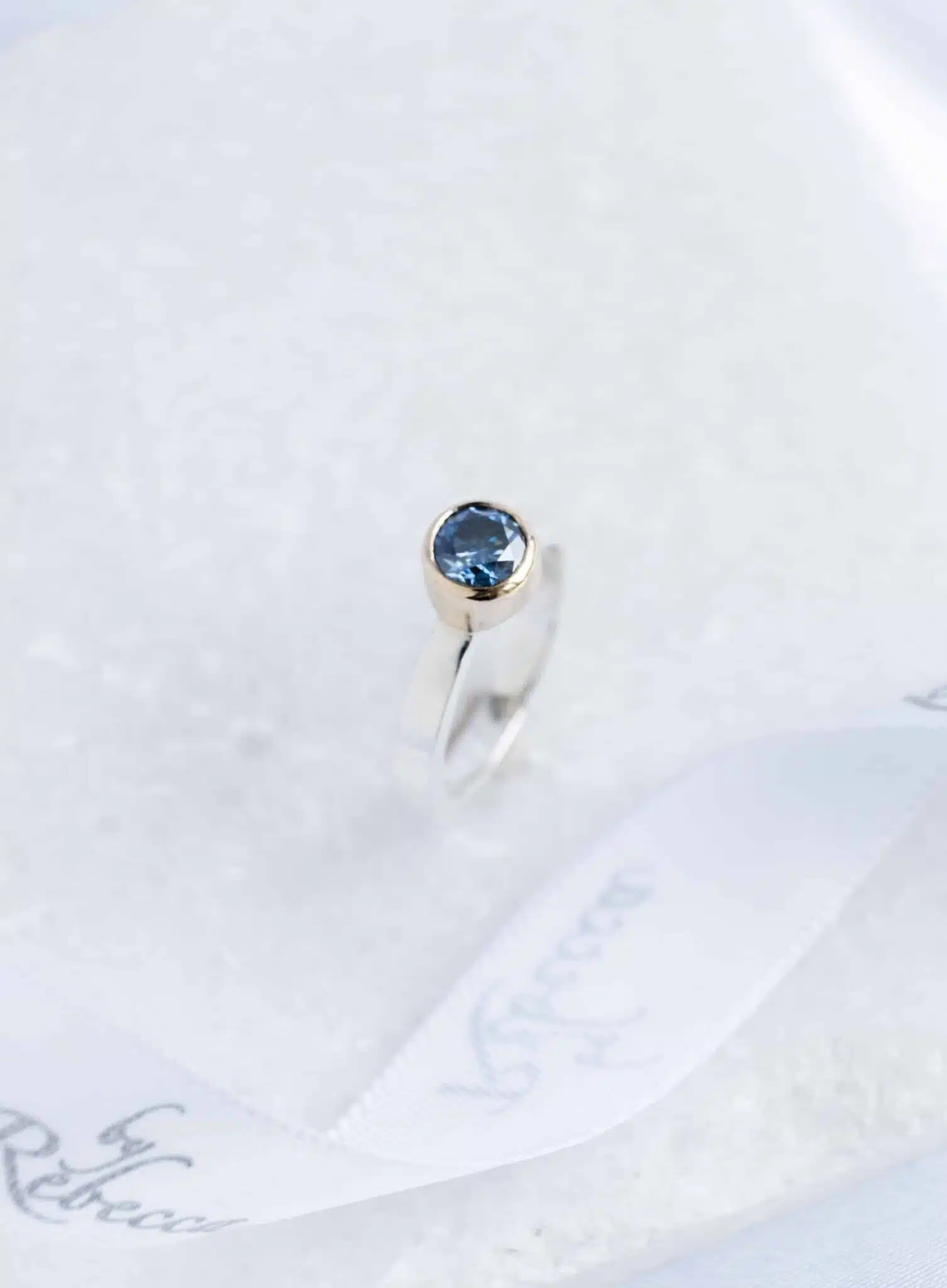 6mm Blue Moissanite Ring