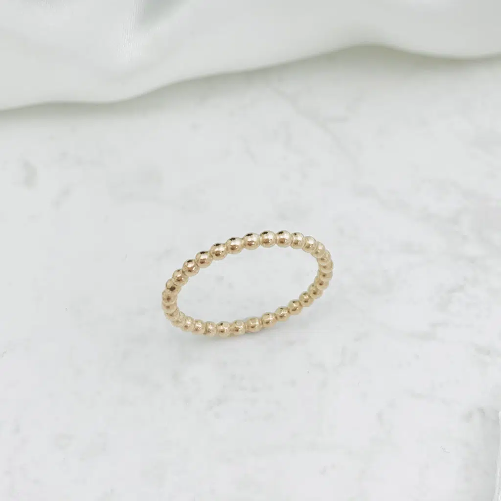 Yellow Gold Beaded Stacker Ring Band