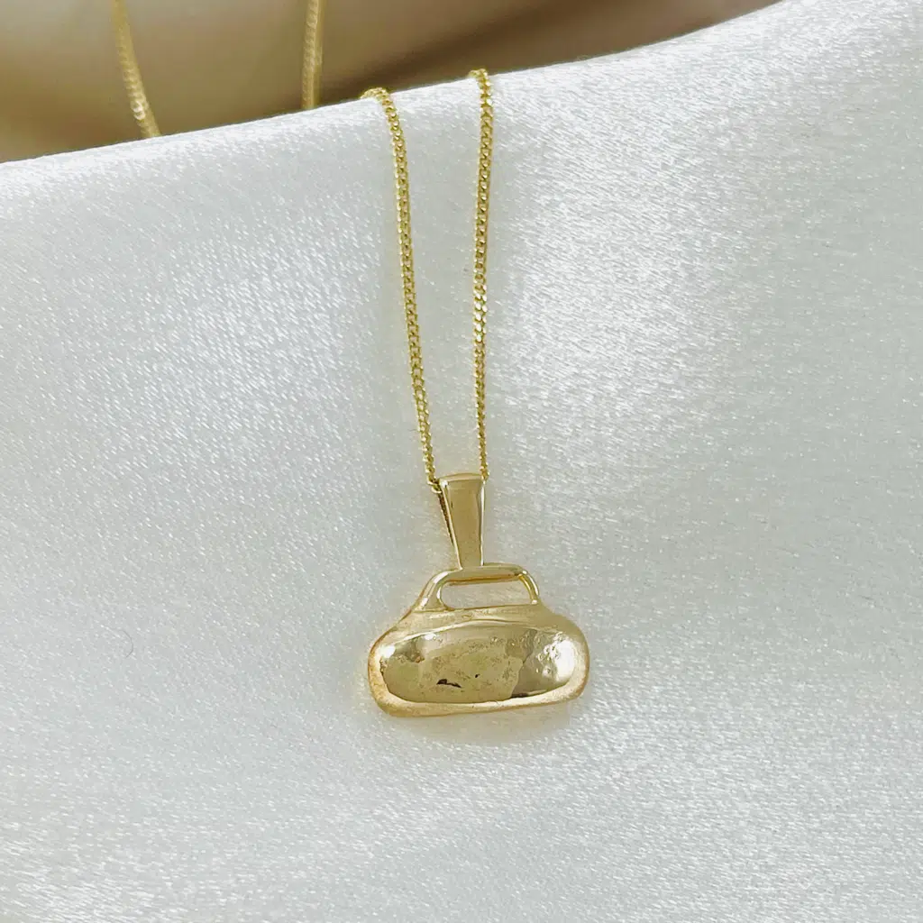 9ct Yellow Gold Curling Stone Necklace 