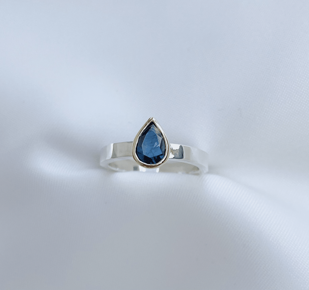 Handmade Pear Blue ring