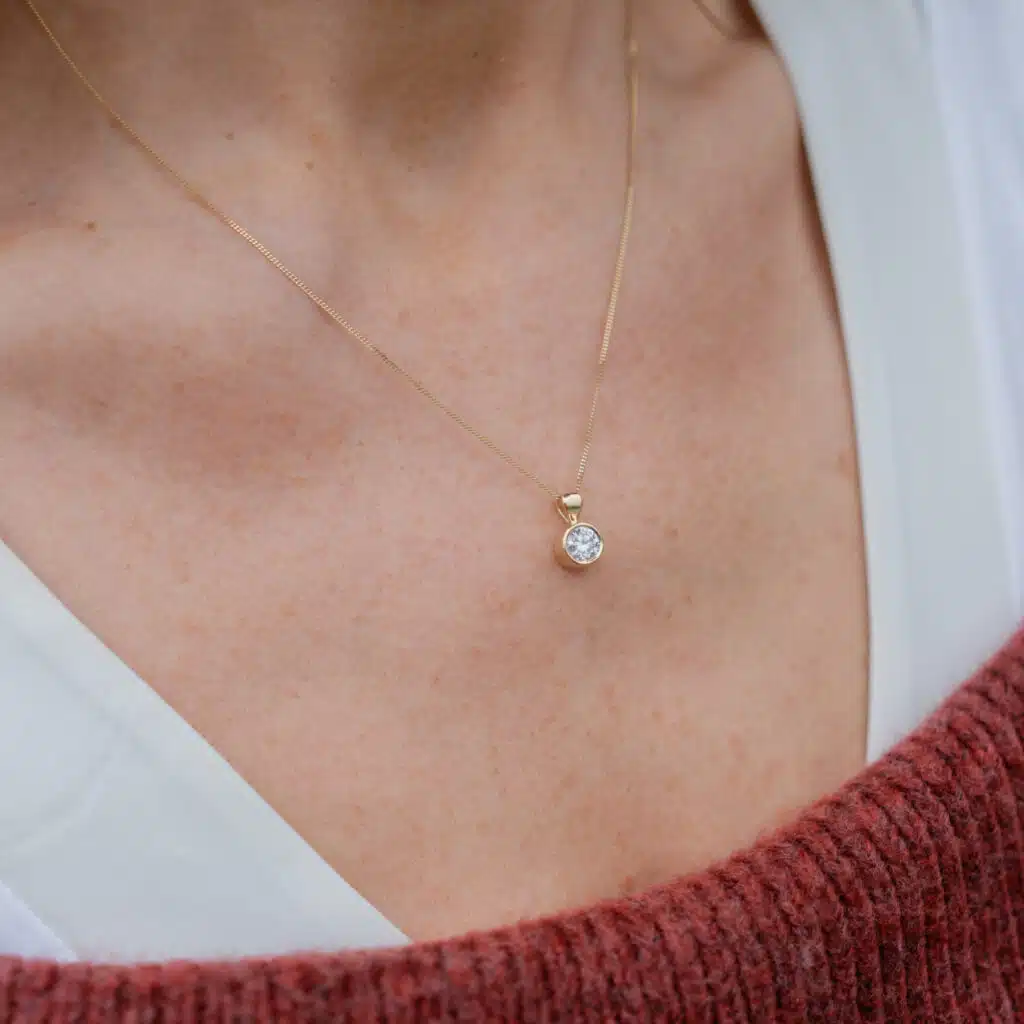 9ct Gold Moissanite Solo Stone Pendant